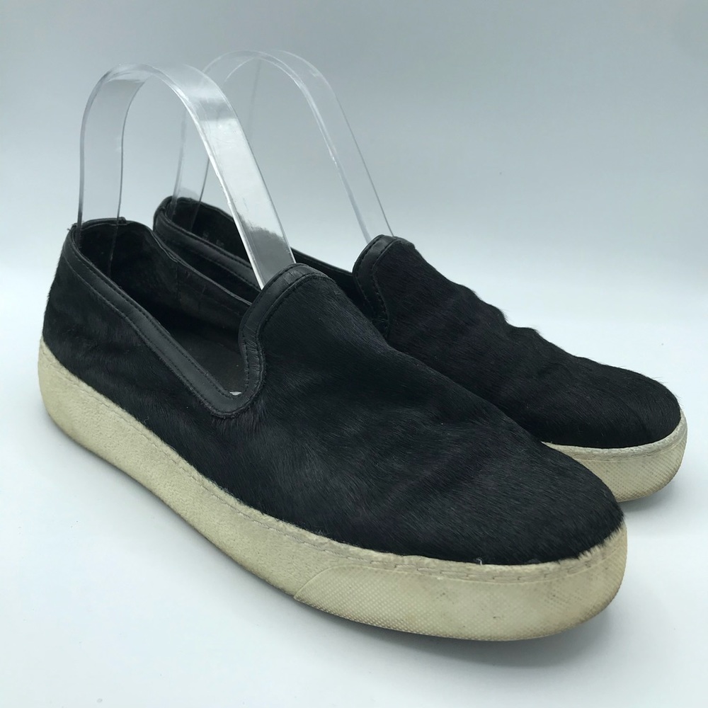 Sam Edelman Becker Black Calf Hair Fur Slip-On Sneakers Loafers Women's Size 8 - Picture 1 of 9